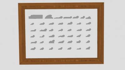 模塑画轨木框挂画SU模型下载_sketchup草图大师SKP模型
