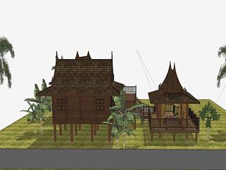 老挝<em>国家</em>小屋建筑SU模型下载_sketchup草图大师SKP模型
