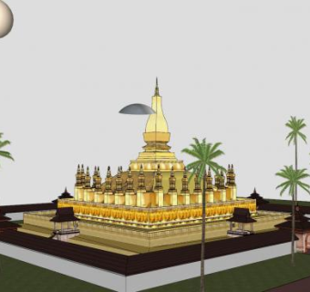 琅勃拉邦建筑SU模型下载_sketchup草图大师SKP模型