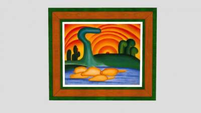 落日抽象绘画挂画SU模型下载_sketchup草图大师SKP模型