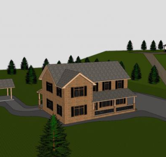 乡村大房子建筑SU模型下载_sketchup草图大师SKP模型