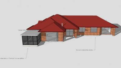 红色家庭房子建筑SU模型下载_sketchup草图大师SKP模型