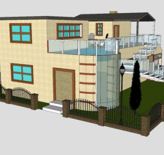现代小房子外观建筑SU模型下载_sketchup草图大师SKP模型