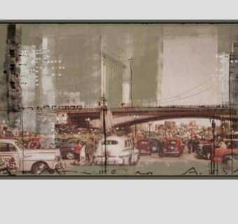 城市高架桥绘画挂画SU模型下载_sketchup草图大师SKP模型