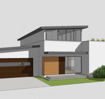 现代化平房住宅建筑SU模型下载_sketchup草图大师SKP模型