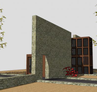 小型小房子建筑SU模型下载_sketchup草图大师SKP模型