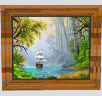 河道上的帆船绘画挂画SU模型下载_sketchup草图大师SKP模型