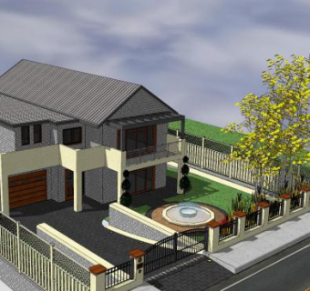 现代四居室住宅房子SU模型下载_sketchup草图大师SKP模型