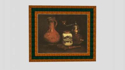 《咖啡机和壶》梵高作品挂画SU模型下载_sketchup草图大师SKP模型