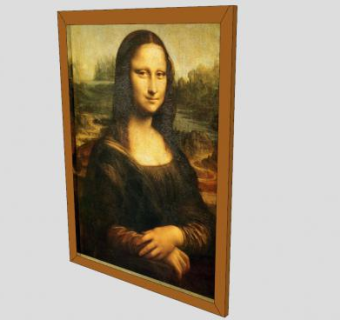 蒙娜丽莎画像木框挂画SU模型下载_sketchup草图大师SKP模型