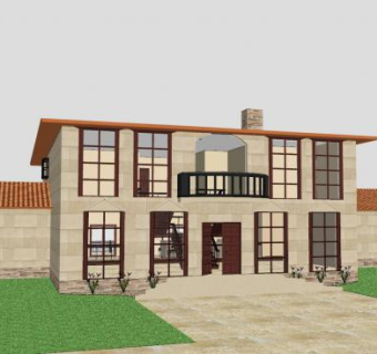 托斯卡纳风格建筑房子SU模型下载_sketchup草图大师SKP模型