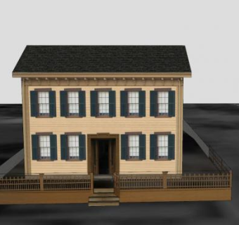 林肯家房子建筑SU模型下载_sketchup草图大师SKP模型