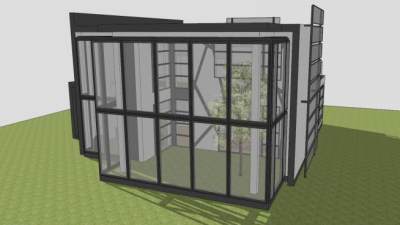 现代玻璃豪宅建筑SU模型下载_sketchup草图大师SKP模型