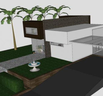 现代户外房子住宅SU模型下载_sketchup草图大师SKP模型