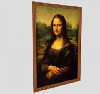 木制边框蒙娜丽莎画像SU模型下载_sketchup草图大师SKP模型