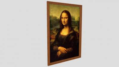 木制边框蒙娜丽莎画像SU模型下载_sketchup草图大师SKP模型