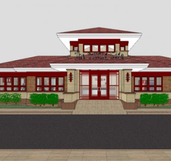 理发房子店铺SU模型下载_sketchup草图大师SKP模型