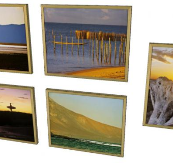 冲浪主题相关景观摄影挂画SU模型下载_sketchup草图大师SKP模型