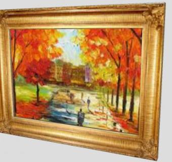 枫树下的街道绘画挂画SU模型下载_sketchup草图大师SKP模型