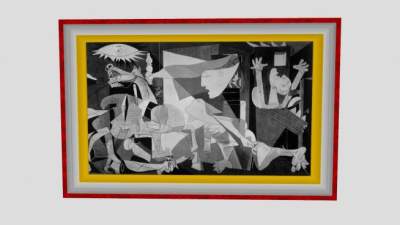 毕加索的《格尔尼卡》挂画SU模型下载_sketchup草图大师SKP模型