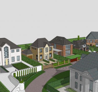 高档住宅区房子建筑SU模型下载_sketchup草图大师SKP模型