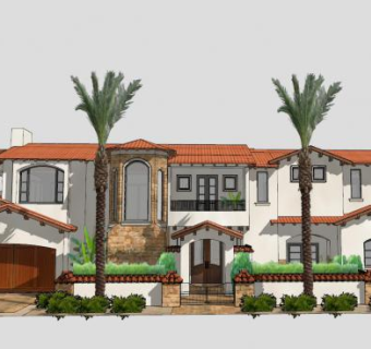 格罗弗海滨别墅房子SU模型下载_sketchup草图大师SKP模型