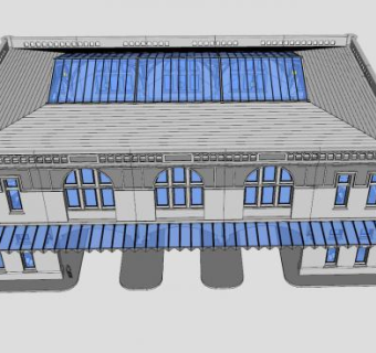 现代市场大厅建筑SU模型下载_sketchup草图大师SKP模型