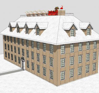 圣诞老人白雪房子SU模型下载_sketchup草图大师SKP模型