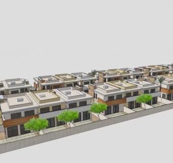 现代公寓棕榈泉建筑SU模型下载_sketchup草图大师SKP模型