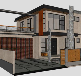 现代极简主义之家房子SU模型下载_sketchup草图大师SKP模型