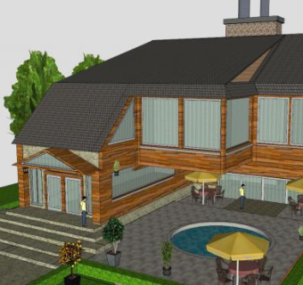 乡村石屋别墅建筑SU模型下载_sketchup草图大师SKP模型