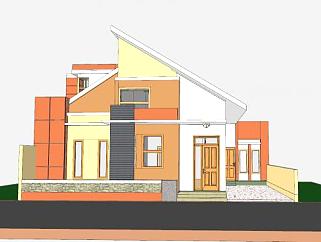 现代屋顶建筑房子SU模型下载_sketchup草图大师SKP模型