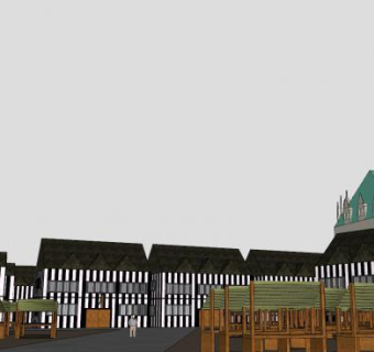 中世纪建筑村庄SU模型下载_sketchup草图大师SKP模型