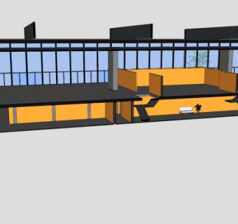 玻璃房中宴会厅建筑SU模型下载_sketchup草图大师SKP模型