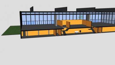 玻璃房中宴会厅建筑SU模型下载_sketchup草图大师SKP模型