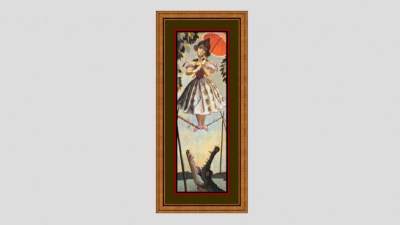 鳄鱼和女孩长幅挂画SU模型下载_sketchup草图大师SKP模型