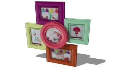 多色相框挂画系列SU模型下载_sketchup草图大师SKP模型