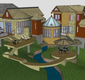 现代老房子建筑SU模型下载_sketchup草图大师SKP模型