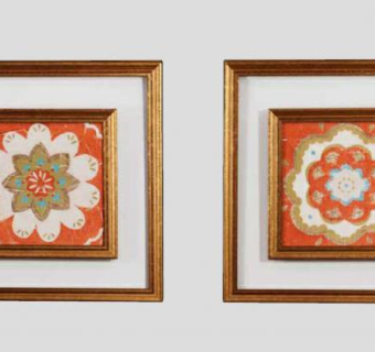经典花卉花纹裱框挂画SU模型下载_sketchup草图大师SKP模型
