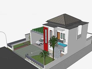 现代建筑双层房子SU模型下载_sketchup草图大师SKP模型