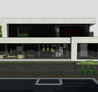 现代房子公寓建筑SU模型下载_sketchup草图大师SKP模型