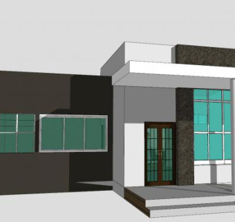 现代平房小屋建筑SU模型下载_sketchup草图大师SKP模型