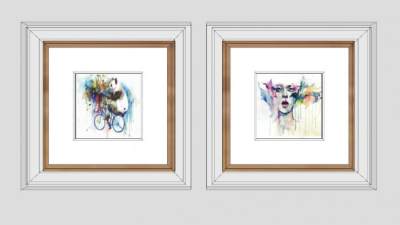 水彩绘画双联挂画SU模型下载_sketchup草图大师SKP模型
