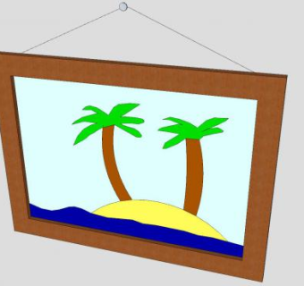 小岛绘画墙壁挂画SU模型下载_sketchup草图大师SKP模型