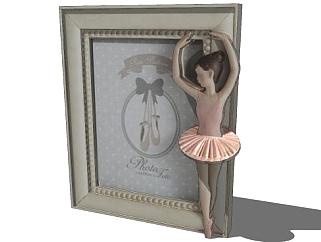 芭蕾舞者的相框SU模型下载_sketchup草图大师SKP模型