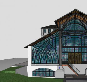 铁塔沙纳木屋建筑SU模型下载_sketchup草图大师SKP模型