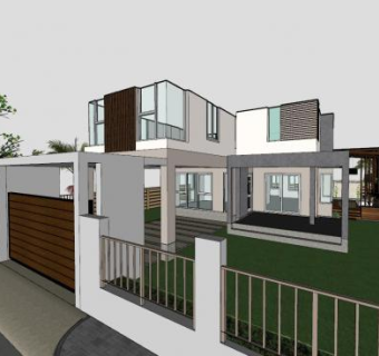 现代住宅户外房子SU模型下载_sketchup草图大师SKP模型