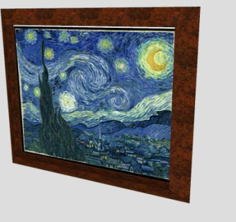 梵高的星夜裱框挂画SU模型下载_sketchup草图大师SKP模型