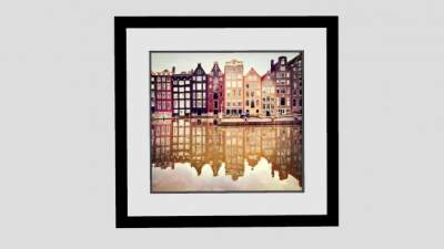 城市建设倒影摄影挂画SU模型下载_sketchup草图大师SKP模型