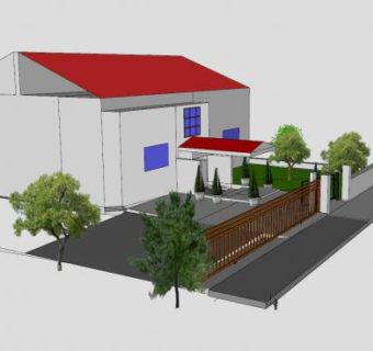三维住宅庭院建筑SU模型下载_sketchup草图大师SKP模型